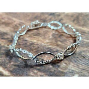 SU 925 Sterling Silver CZ Infinity Lace Bracelet 7" Wedding Jewelry